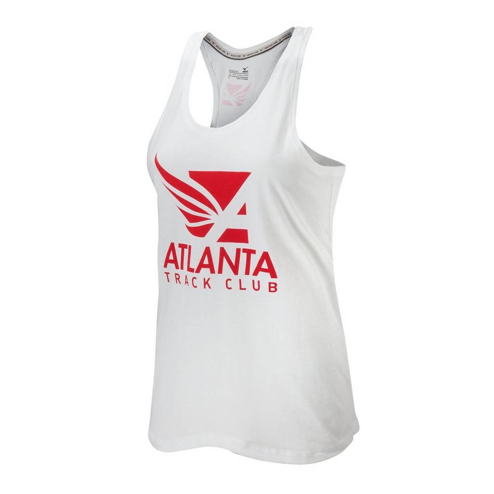 Womens Mizuno Atlanta Track Club Sport Running Tank Top White Philippines (KRYVNX987)